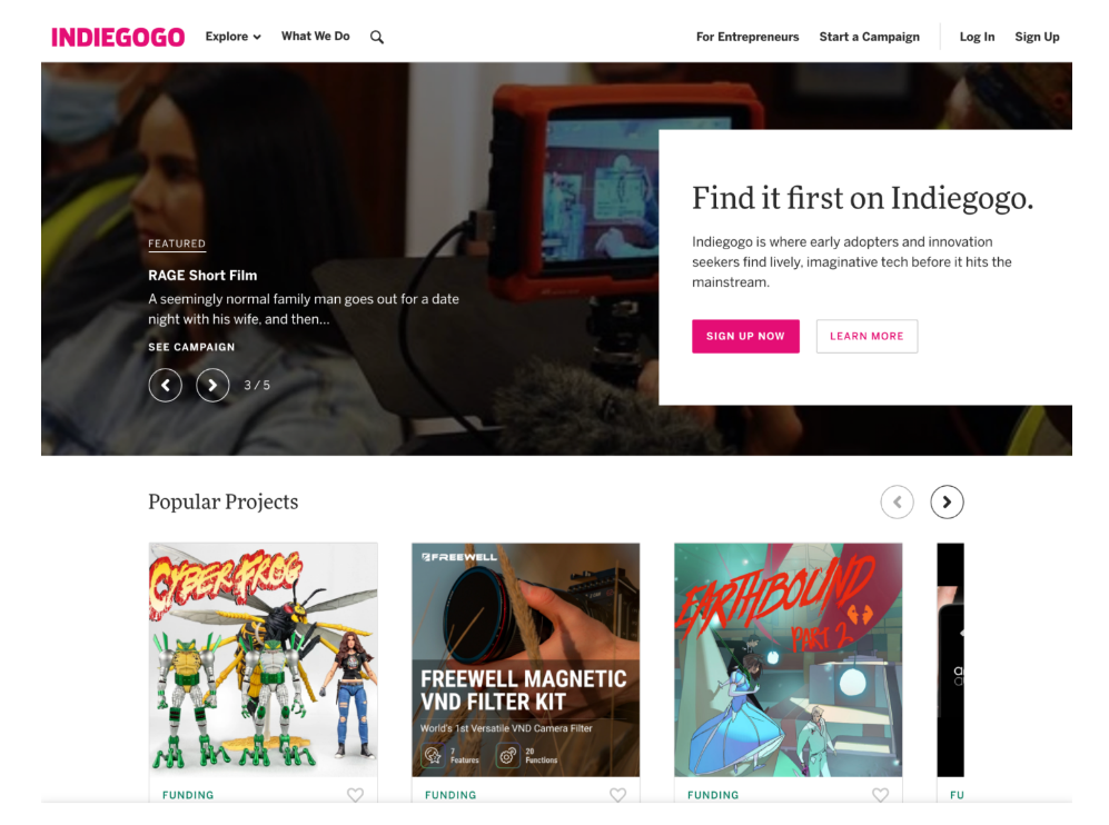 Indiegogo دومین پلت فرم کلی تامین مالی جمعی